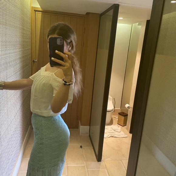 🦋✨ bright blue vacation maxi skirt long lace - Picture 9 of 11